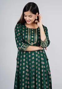 Shree Shyam Fashion Womens Printed Rayon Anarkali Kurta for Girls Casual Wear (XX-Large, Green)-thumb2