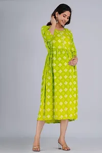 Shree Shyam Fashion Women's Rayon Printed Anarkali Maternity Feeding Kurti with Zippers (XX-Large, Green)-thumb3