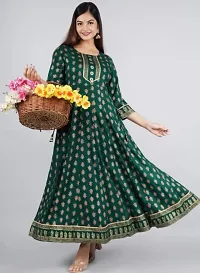 Shree Shyam Fashion Womens Printed Rayon Anarkali Kurta for Girls Casual Wear (XX-Large, Green)-thumb3