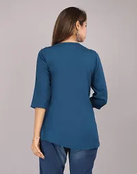 Shree Shyam Fashion Womens Rayon Embroidered Regular Fit Short Kurti/Top (Medium, Blue)-thumb1