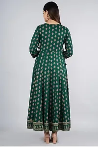 Shree Shyam Fashion Womens Printed Rayon Anarkali Kurta for Girls Casual Wear (XX-Large, Green)-thumb1