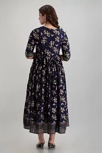 Shree Shyam Fashion Womens Printed Rayon Anarkali Kurta for Girls Casual Wear Long Kurti (X-Large, Navy Blue)-thumb1