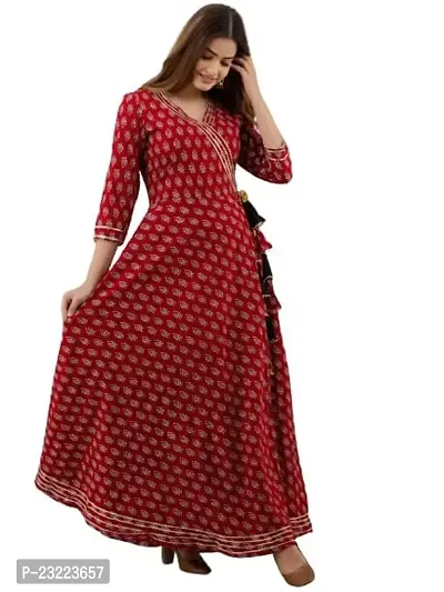 Shree Shyam Fashion Womens Printed Rayon Anarkali Kurta for Girls Casual Wear Long Kurti