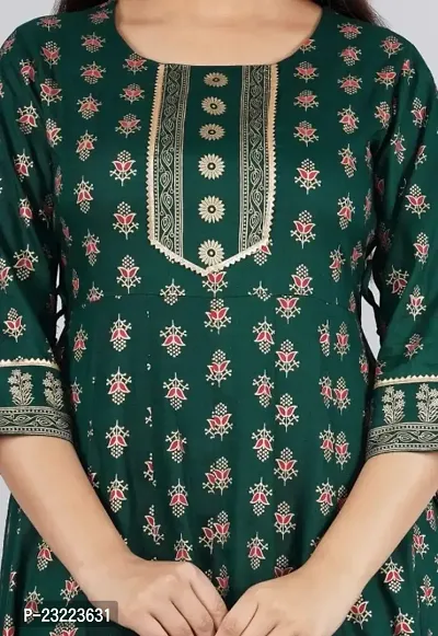 Shree Shyam Fashion Womens Printed Rayon Anarkali Kurta for Girls Casual Wear (XX-Large, Green)-thumb5
