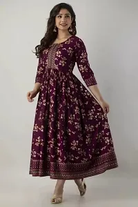 Shree Shyam Fashion Womens Printed Rayon Anarkali Kurta for Girls Casual Wear Long Kurti (XX-Large, Purple)-thumb2