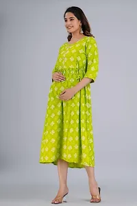 Shree Shyam Fashion Women's Rayon Printed Anarkali Maternity Feeding Kurti with Zippers (XX-Large, Green)-thumb2