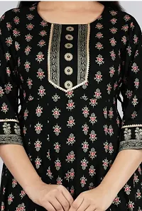 Shree Shyam Fashion Womens Printed Rayon Anarkali Kurta for Girls Casual Wear (X-Large, Black)-thumb4