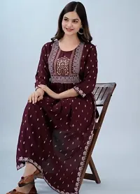 Shree Shyam Fashion Nayra Cut Kurti Women and Girl's Rayon Printed Single Fesival Nayra Cut Kurti | Attractive Trending Design Side Cut Summer Special Kurti Maroon-thumb4