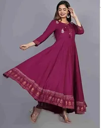 Shree Shyam Fashion Womens Printed Rayon Anarkali Kurta for Girls Casual Wear Flaerd Kurti (XX-Large, Maroon)-thumb2