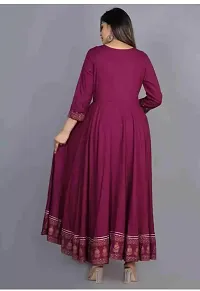 Shree Shyam Fashion Womens Printed Rayon Anarkali Kurta for Girls Casual Wear Flaerd Kurti (XX-Large, Maroon)-thumb1