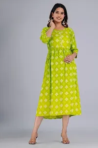 Shree Shyam Fashion Women's Rayon Printed Anarkali Maternity Feeding Kurti with Zippers (XX-Large, Green)-thumb4