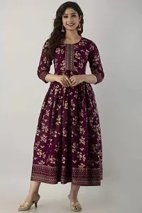 Shree Shyam Fashion Womens Printed Rayon Anarkali Kurta for Girls Casual Wear Long Kurti (XX-Large, Purple)-thumb3