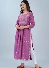 Shree Shyam Fashion Nayra Cut Kurti Women and Girl's Rayon Printed Single Fesival Nayra Cut Kurti | Attractive Trending Design Side Cut Summer Special Kurti Pink-thumb4