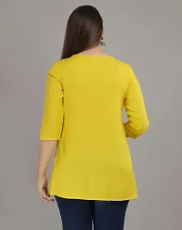 Shree Shyam Fashion Womens Rayon Embroidered Regular Fit Short Kurti Top (X-Large, Yellow)-thumb1