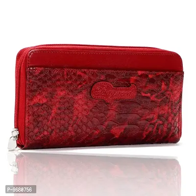 Bagneeds Crok With Pu Leather Fabric Clutch Cosmetic Item/Cash & Card Holder For Women/Girls (Red)