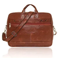 Trendy Men Tan Synthetic Leather Briefcase Best Laptop Messenger Bag Satchel for Men-thumb1