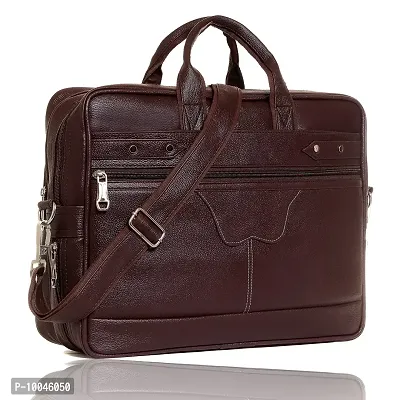 Trendy Men Brown Synthetic Leather Laptop Messenger Bag Satchel for Men-thumb0