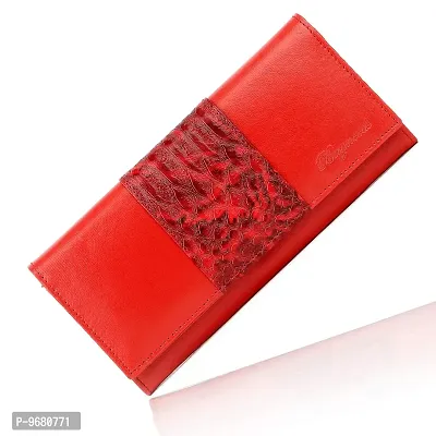 Bagneeds Crok with Pu Leather Wallet Money/Card Holder for Women (Red)-thumb0