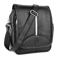 Bagneeds Men's Pu Synthetic Leather Sling Bag Cross-body Bag (Black)-thumb1