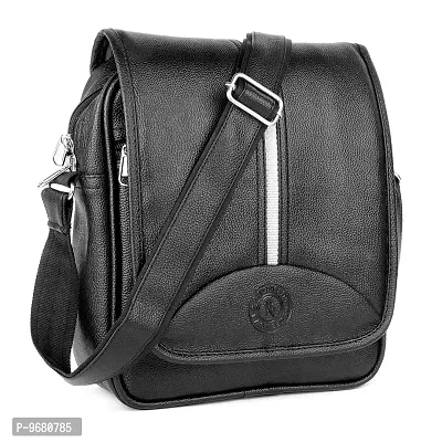 Bagneeds Men's Pu Synthetic Leather Sling Bag Cross-body Bag (Black)-thumb2