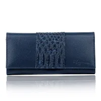 Bagneeds Crok with Pu Leather Wallet Money/Card Holder for Women (Blue)-thumb1