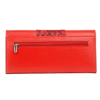Bagneeds Crok with Pu Leather Wallet Money/Card Holder for Women (Red)-thumb2
