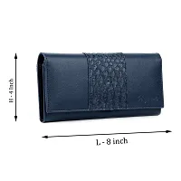 Bagneeds Crok with Pu Leather Wallet Money/Card Holder for Women (Blue)-thumb3