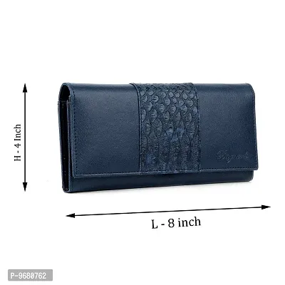 Bagneeds Crok with Pu Leather Wallet Money/Card Holder for Women (Blue)-thumb4