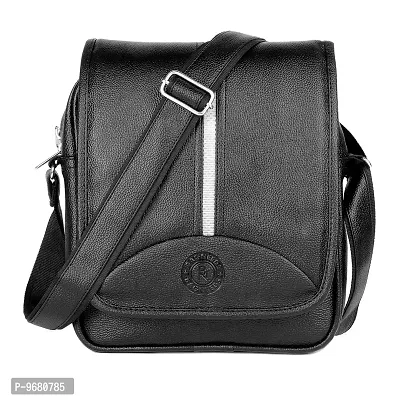 Bagneeds Men's Pu Synthetic Leather Sling Bag Cross-body Bag (Black)-thumb0