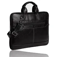 Trendy Men Black Synthetic Leather Briefcase Best Laptop Messenger Bag Satchel for Men-thumb1