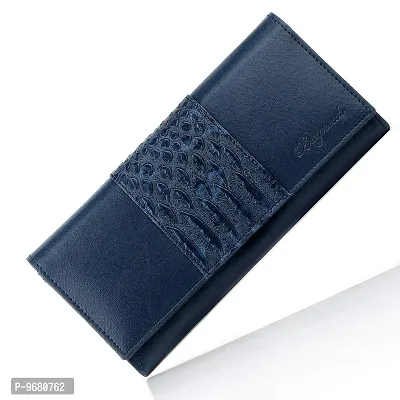 Bagneeds Crok with Pu Leather Wallet Money/Card Holder for Women (Blue)-thumb0