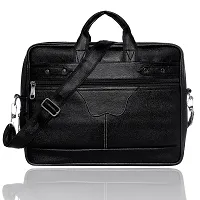 Trendy Men Black Synthetic Leather Briefcase Best Laptop Messenger Bag Satchel for Men-thumb3