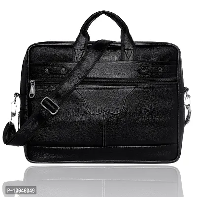 Trendy Men Black Synthetic Leather Briefcase Best Laptop Messenger Bag Satchel for Men-thumb4