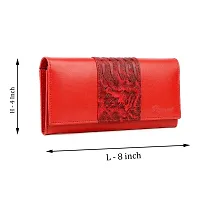 Bagneeds Crok with Pu Leather Wallet Money/Card Holder for Women (Red)-thumb3