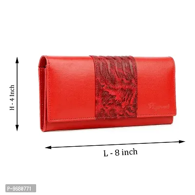 Bagneeds Crok with Pu Leather Wallet Money/Card Holder for Women (Red)-thumb4