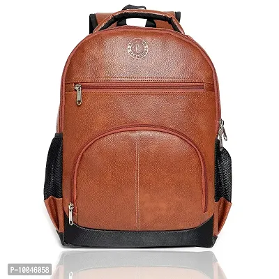 Trendy  Pu Leather School/College and Travel Laptop Backpack for Unisex (Tan)-thumb0