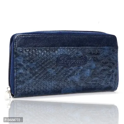 Bagneeds Crok With Pu Leather Fabric Clutch Cosmetic Item/Cash & Card Holder For Women/Girls (Blue)