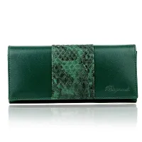 Bagneeds Crok with Pu Leather Wallet Money/Card Holder for Women (Green)-thumb1