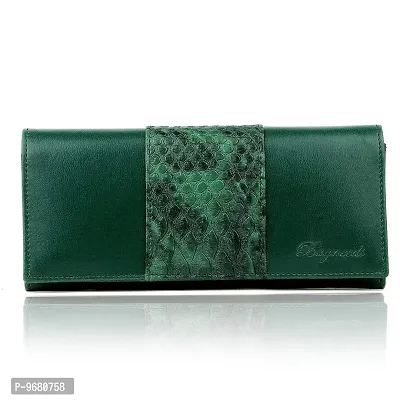 Bagneeds Crok with Pu Leather Wallet Money/Card Holder for Women (Green)-thumb2