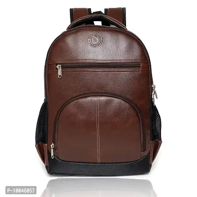 Trendy  Pu Leather School/College and Travel Laptop Backpack for Unisex (Brown)-thumb0
