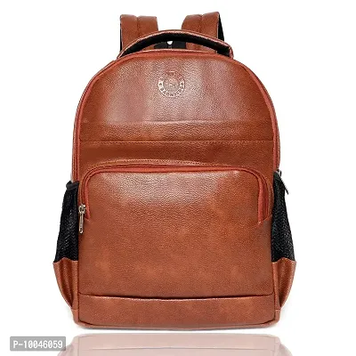 Trendy  Synthetic Leather School/College and Travel Laptop Backpack for Unisex (Tan)-thumb0