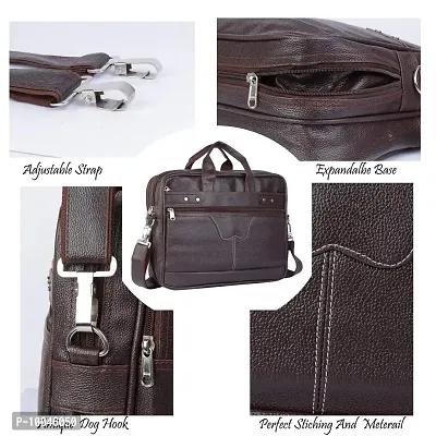 Trendy Men Brown Synthetic Leather Laptop Messenger Bag Satchel for Men-thumb3