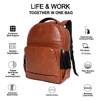 Trendy  Synthetic Leather School/College and Travel Laptop Backpack for Unisex (Tan)-thumb3