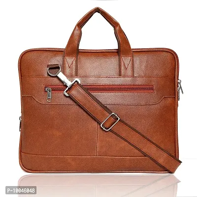 Trendy Men Tan Synthetic Leather Briefcase Best Laptop Messenger Bag Satchel for Men-thumb0