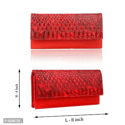 Bagneeds Synthetic Leather Wallet Money/Card Holder for Women (Red)-thumb3