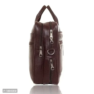 Trendy Men Brown Synthetic Leather Laptop Messenger Bag Satchel for Men-thumb4