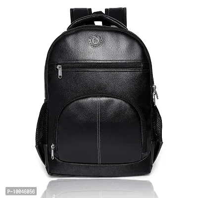 Trendy  Pu Leather School/College and Travel Laptop Backpack for Unisex (Black)-thumb0