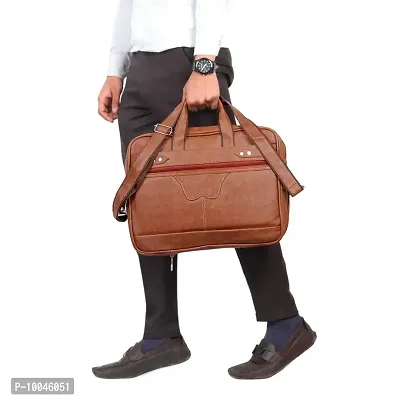 Trendy Men Tan Synthetic Leather Briefcase Best Laptop Messenger Bag Satchel for Men-thumb5