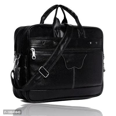 Trendy Men Black Synthetic Leather Briefcase Best Laptop Messenger Bag Satchel for Men