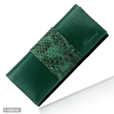 Bagneeds Crok with Pu Leather Wallet Money/Card Holder for Women (Green)-thumb0